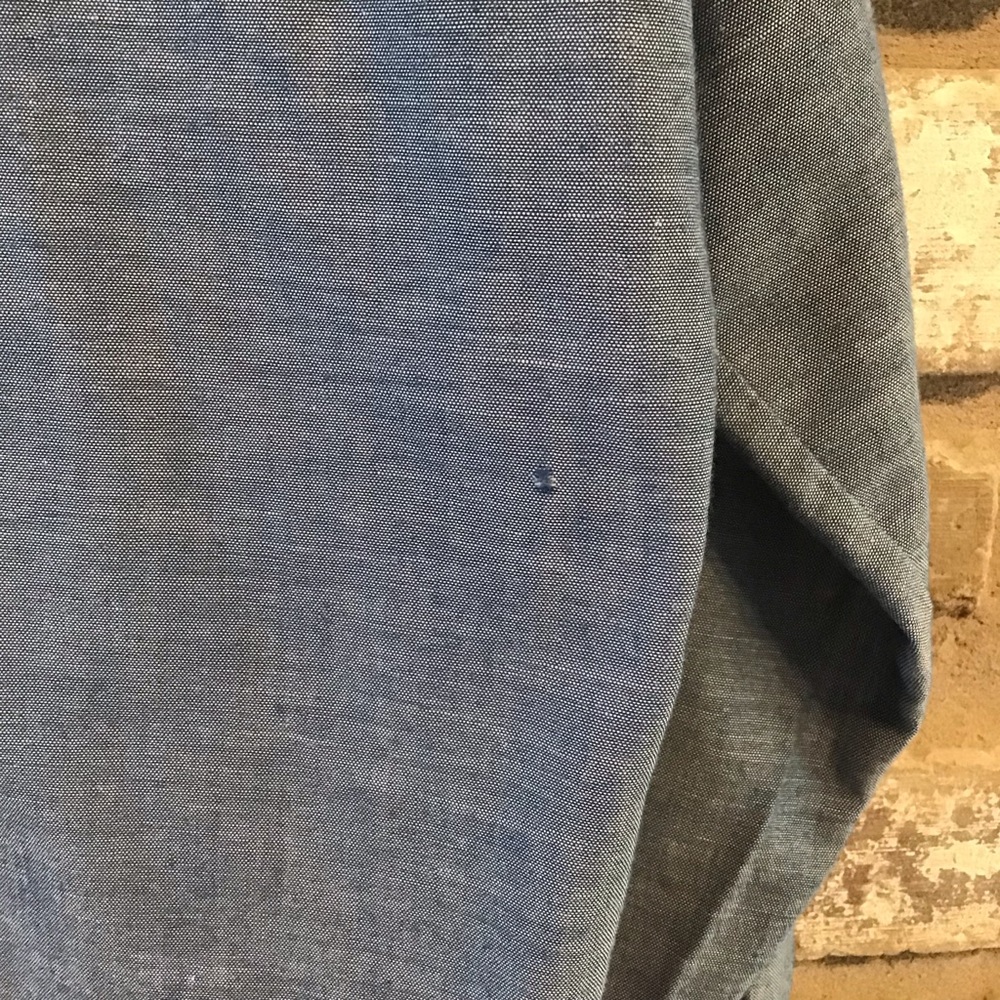LEVI'S VTG 70's Chambray Blue Embroidered Rose Long Sleeve Orange Tab Shirt XL - Picture 7 of 7